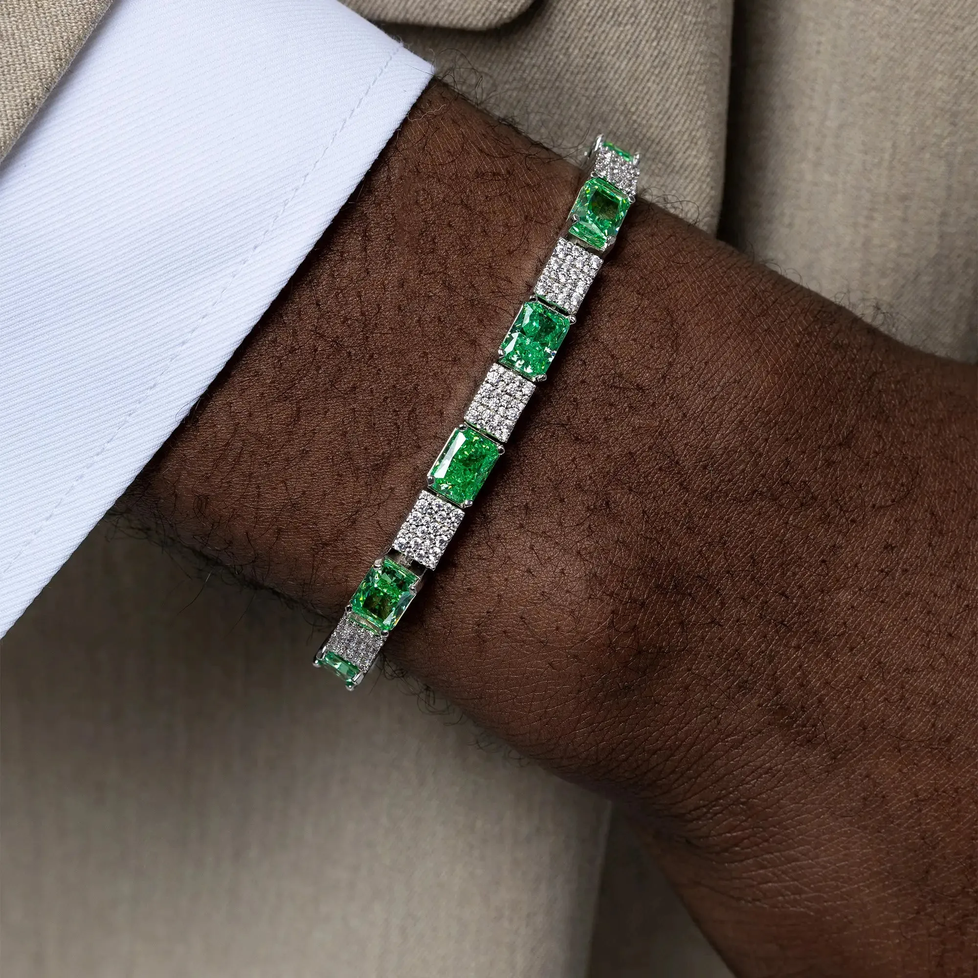Crushed Ice Circulation Tennis Bracelet - Fancy Green