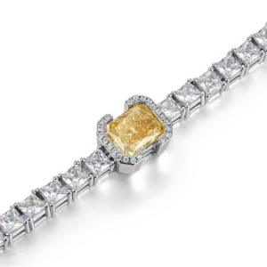 Crushed Ice Emerald Cut Tennis Bracelet - Fancy Yellow