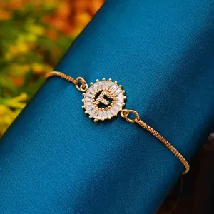 Crystal Studded “F” Alphabet Chain Bracelet
