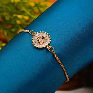 Crystal Studded “M” Alphabet Chain Bracelet
