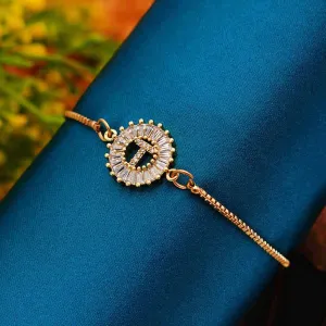 Crystal Studded “T” Alphabet Chain Bracelet