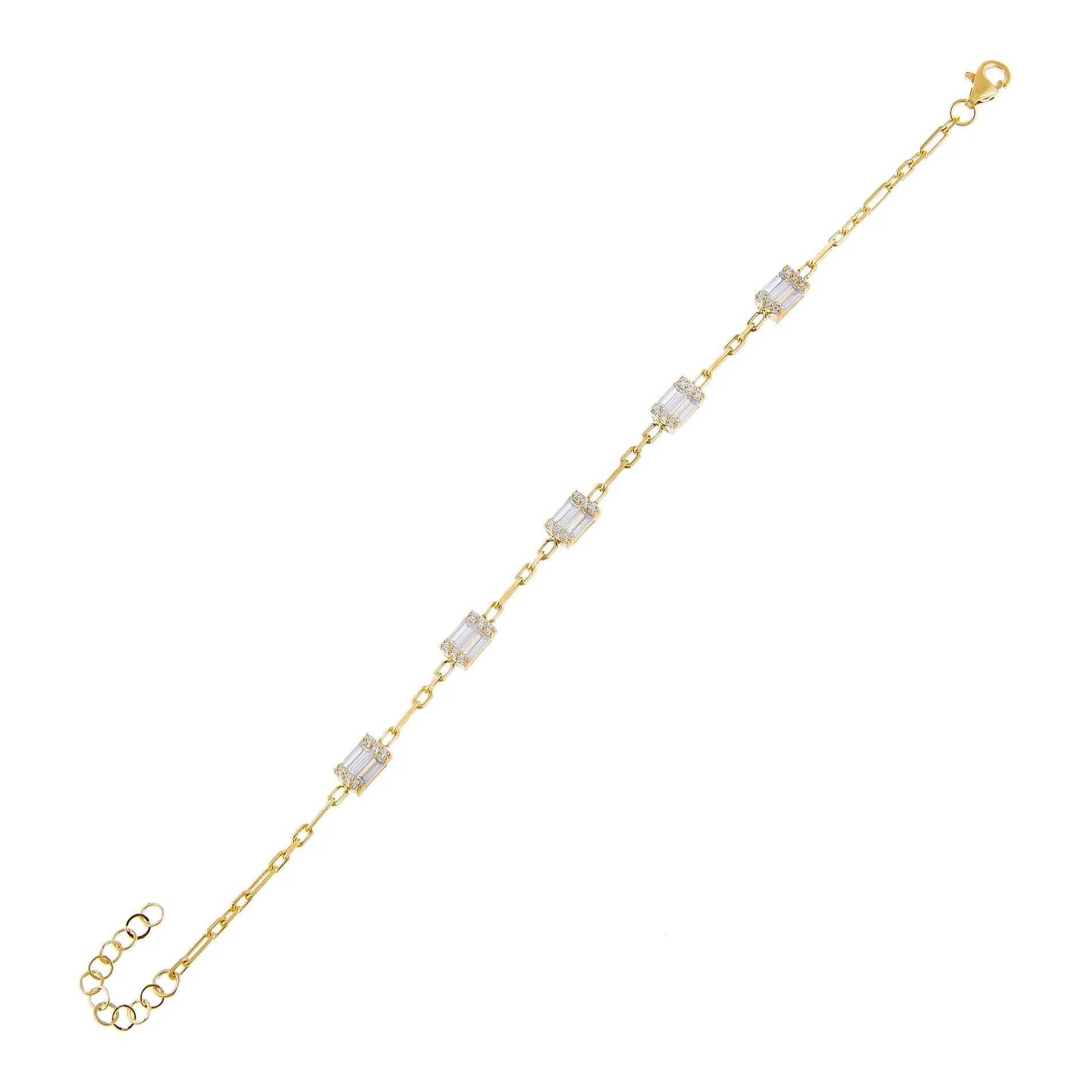 CZ Baguette Link Bracelet