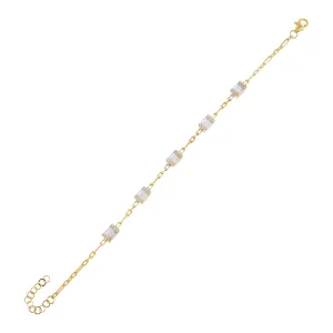 CZ Baguette Link Bracelet