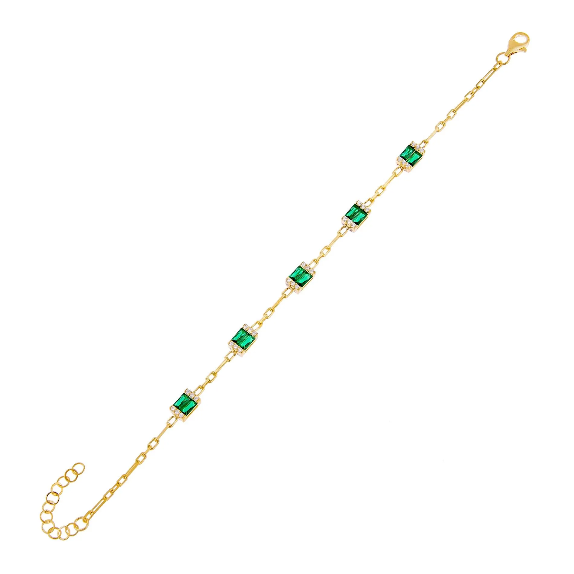 CZ Baguette Link Bracelet