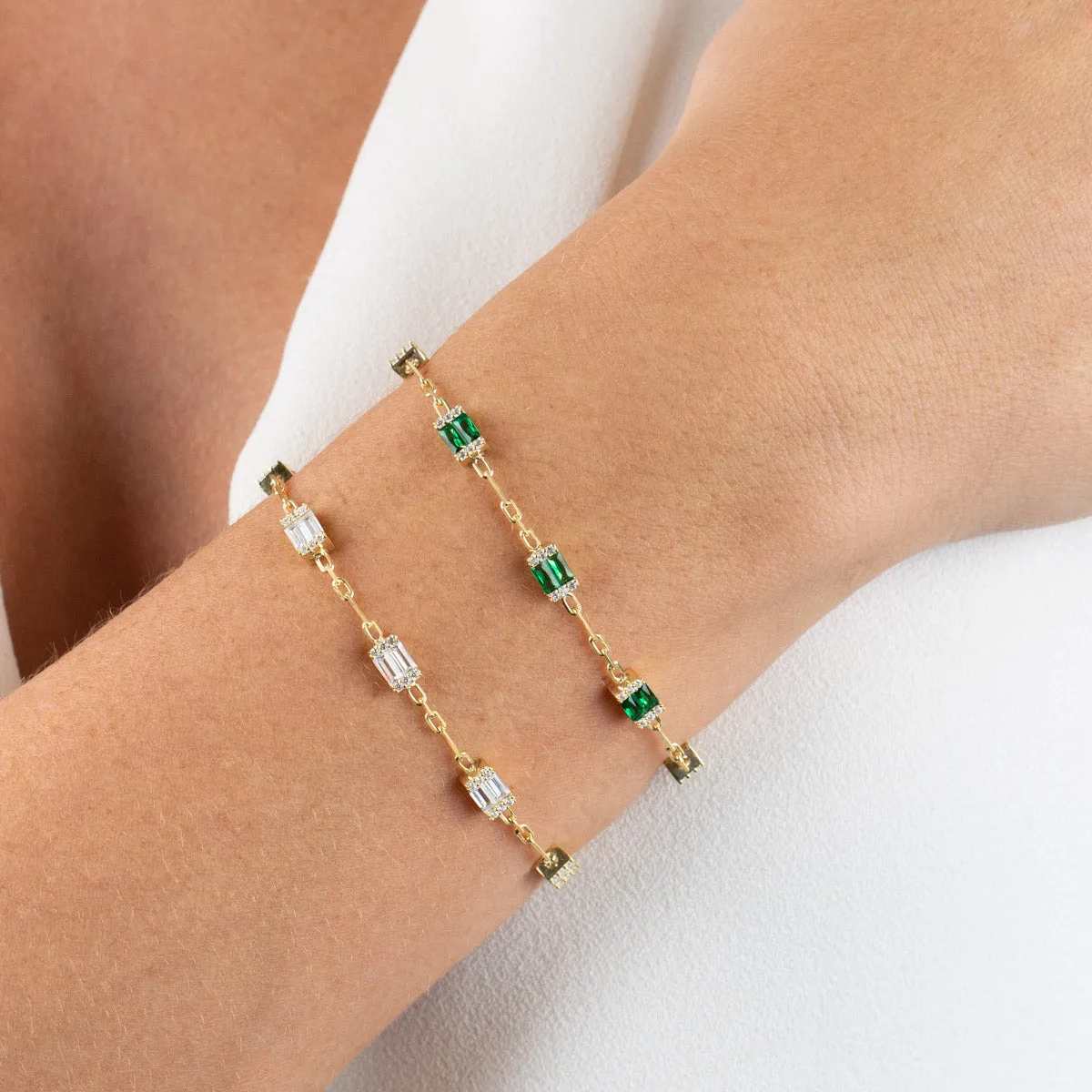 CZ Baguette Link Bracelet