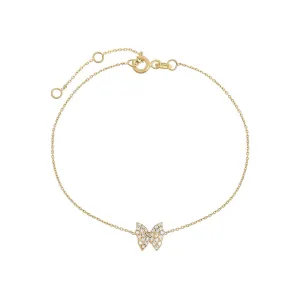 CZ Pavé Butterfly Bracelet 14K