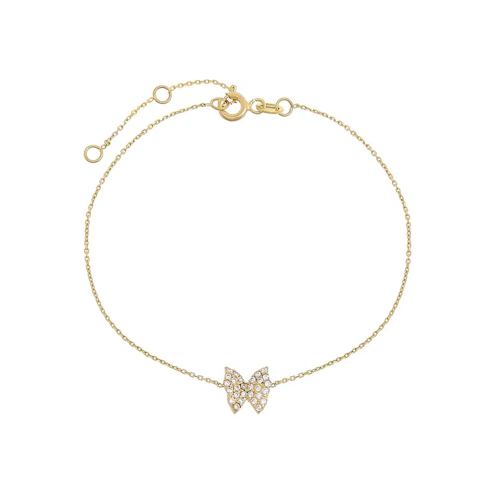 CZ Pavé Butterfly Bracelet 14K