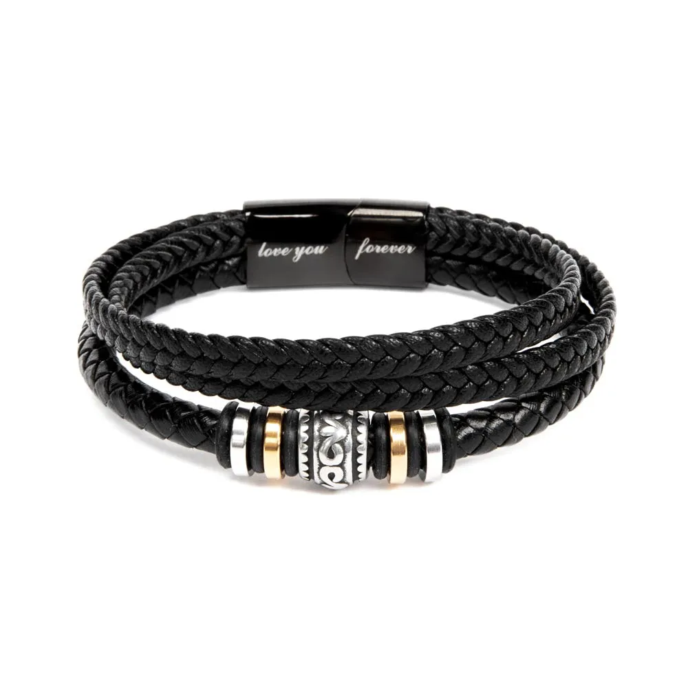 Dad Your Love Wraps Around Me, Love You Forever Leather Bracelet