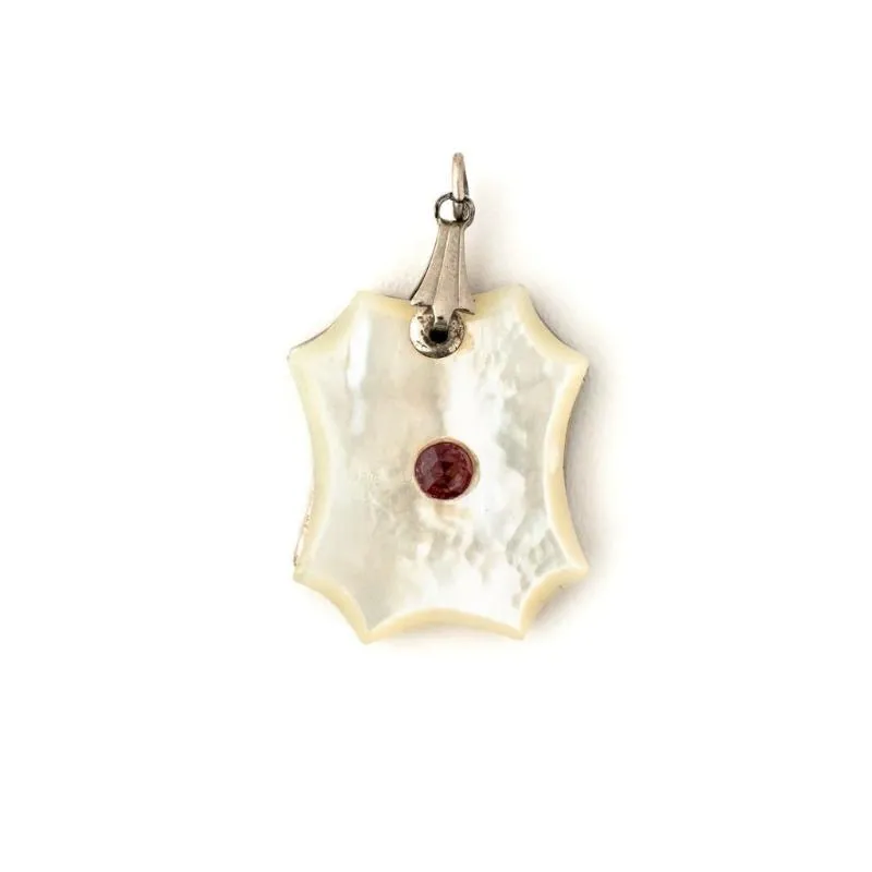 Deco Garnet and Mother of Pearl Locket