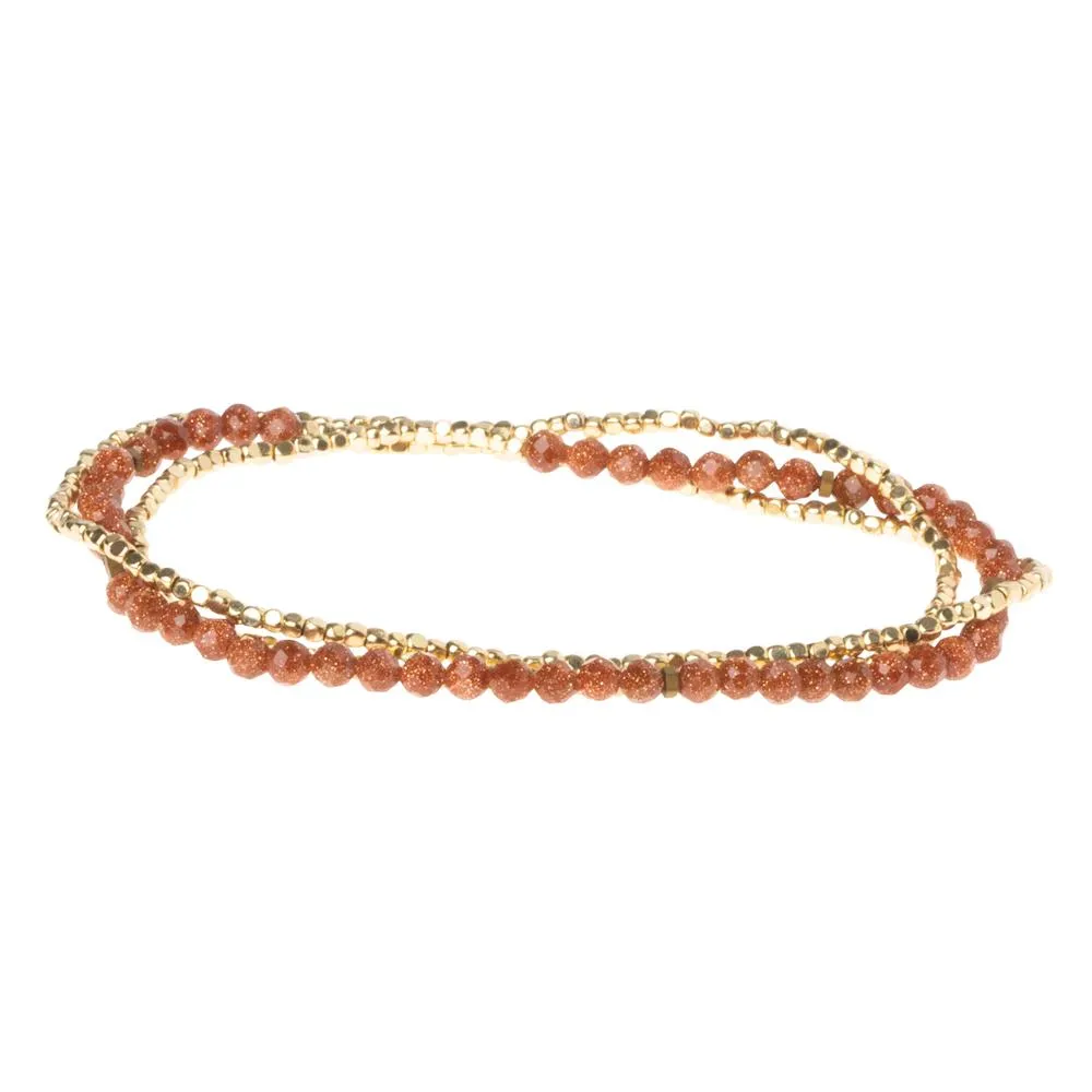 Delicate Stone Stack Bracelet/Necklace: Goldstone