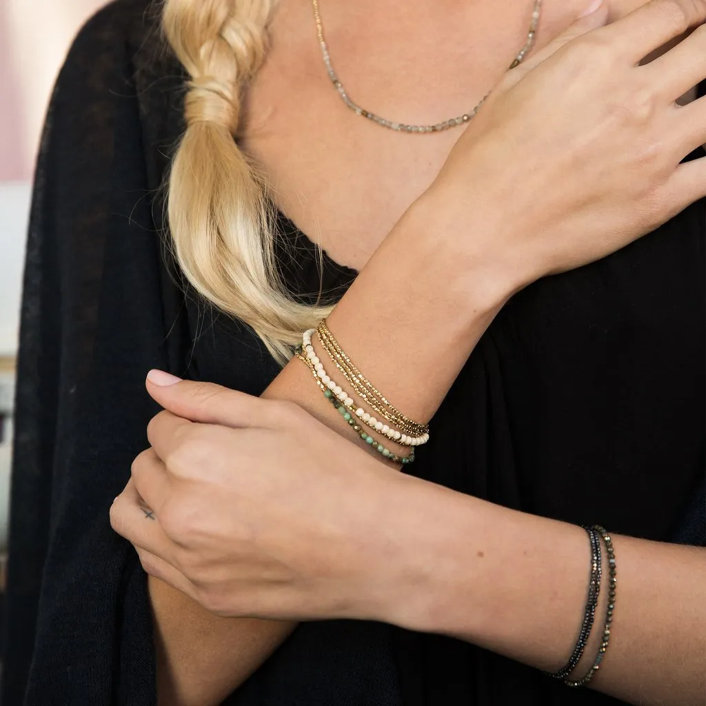 Delicate Stone Stack Bracelet/Necklace: Goldstone
