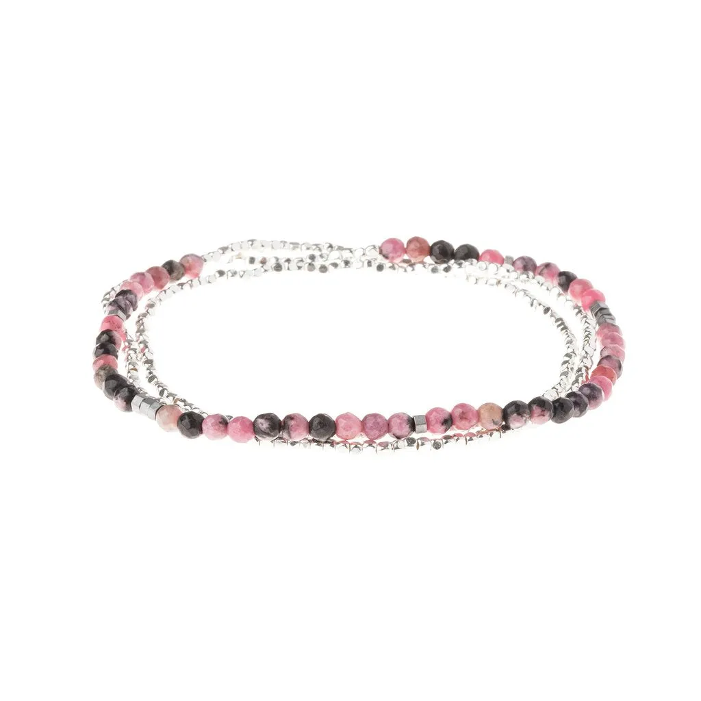 Delicate Stone Stack Bracelet/Necklace: Rhodochrosite