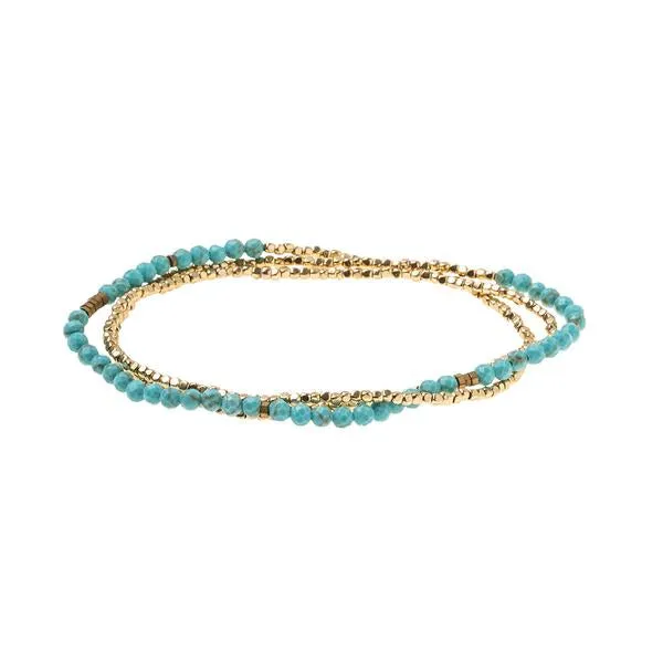 Delicate Stone Stack Bracelet/Necklace: Turquoise/Gold