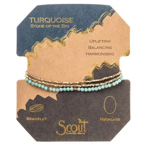 Delicate Stone Stack Bracelet/Necklace: Turquoise/Gold