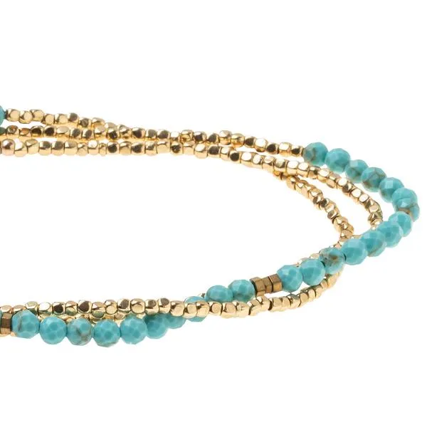 Delicate Stone Stack Bracelet/Necklace: Turquoise/Gold
