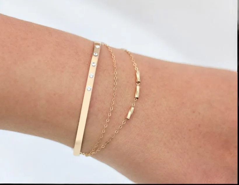 Delicate Tiny Tube Bar Bracelet