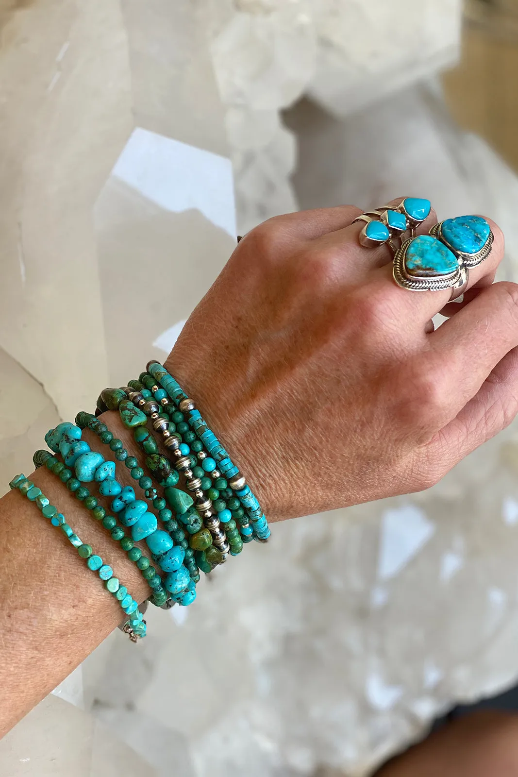 Delicate Turquoise Round Bead Bracelet