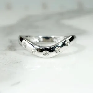 Diamond Set White Gold Contoured Nesting Band