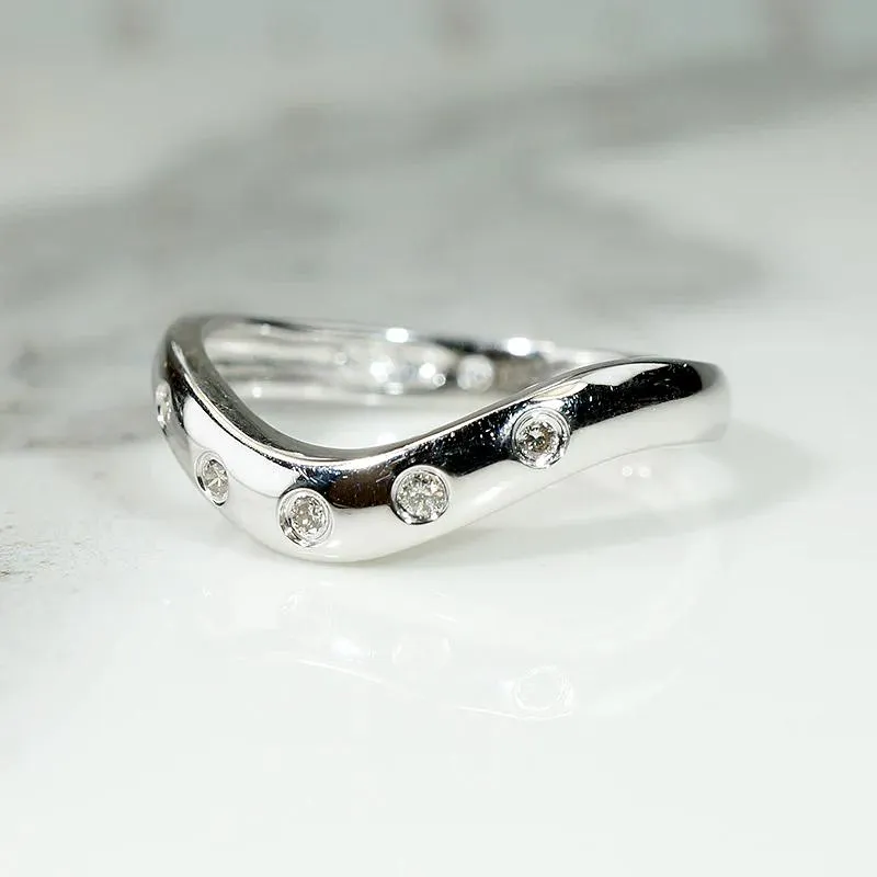 Diamond Set White Gold Contoured Nesting Band