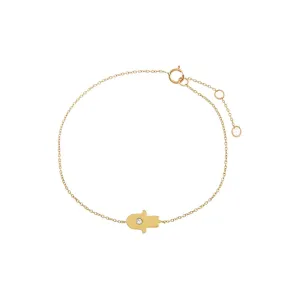 Diamond Solitaire Hamsa Bracelet 14K