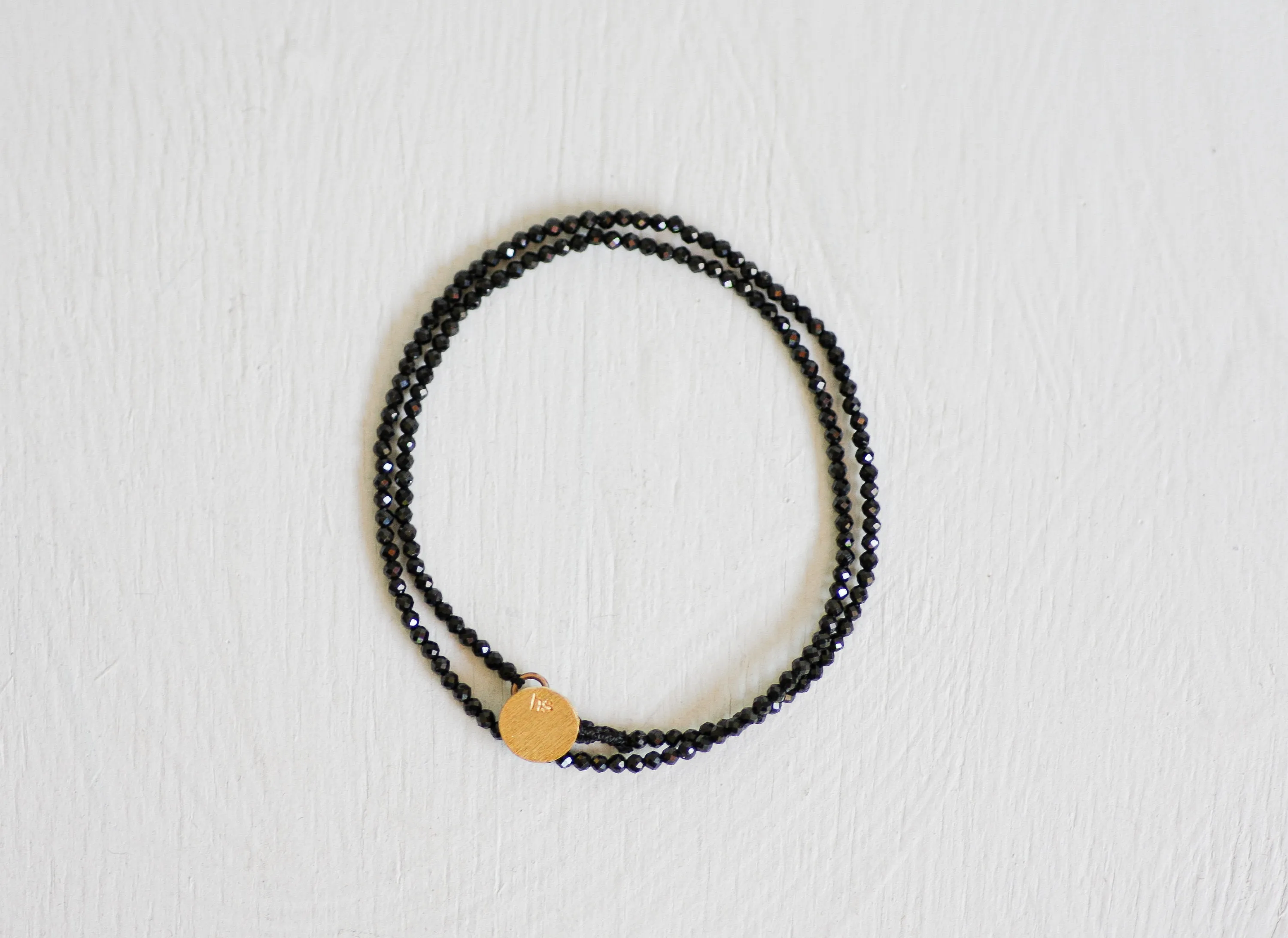 Double Delicate Faceted Tiny Black Spinel Bracelet