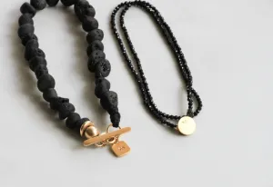 Double Delicate Faceted Tiny Black Spinel Bracelet