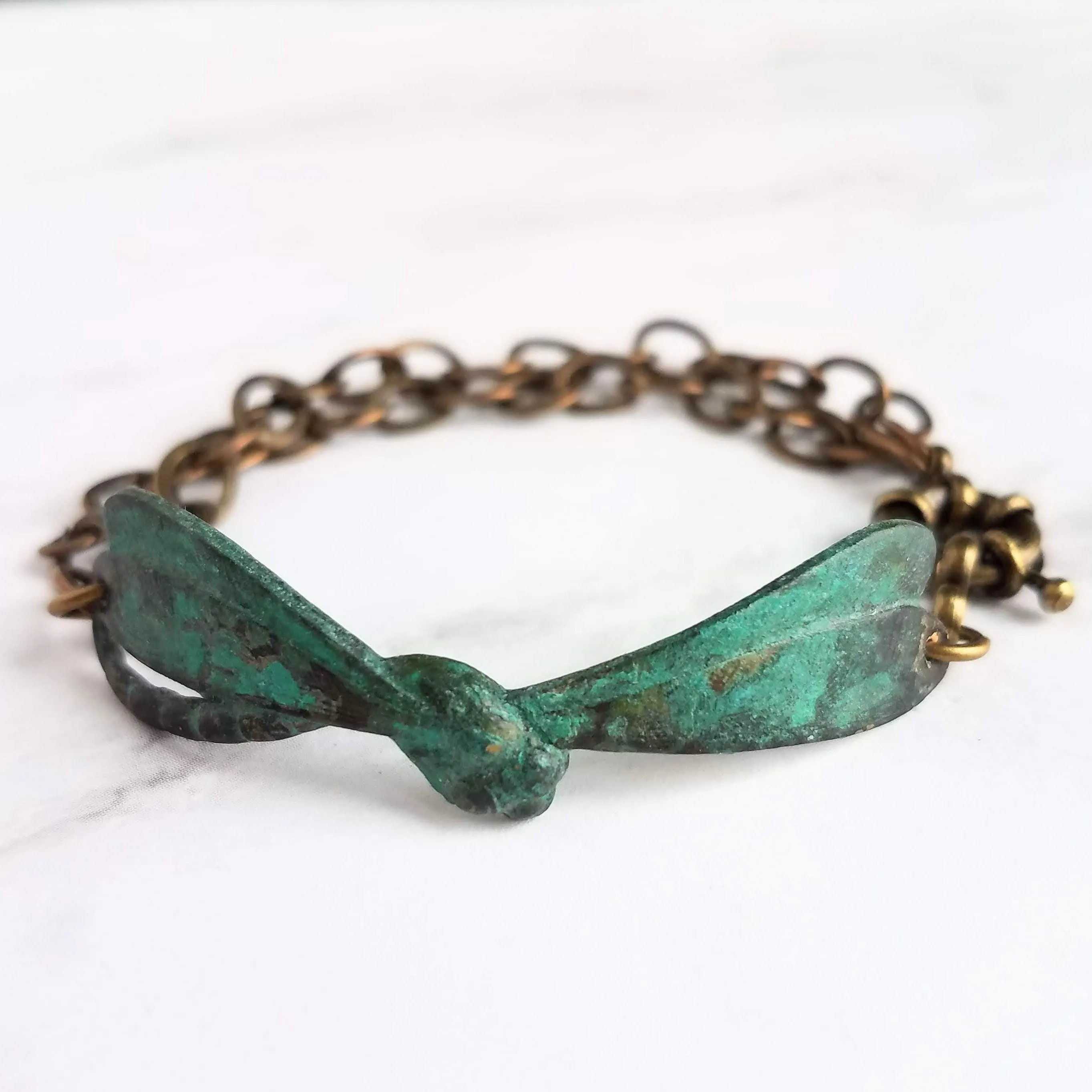 Dragonfly Bracelet, symbolic bracelet, change bracelet, bug bracelet, patina bracelet, insect bracelet, rustic dragonfly bracelet, boho
