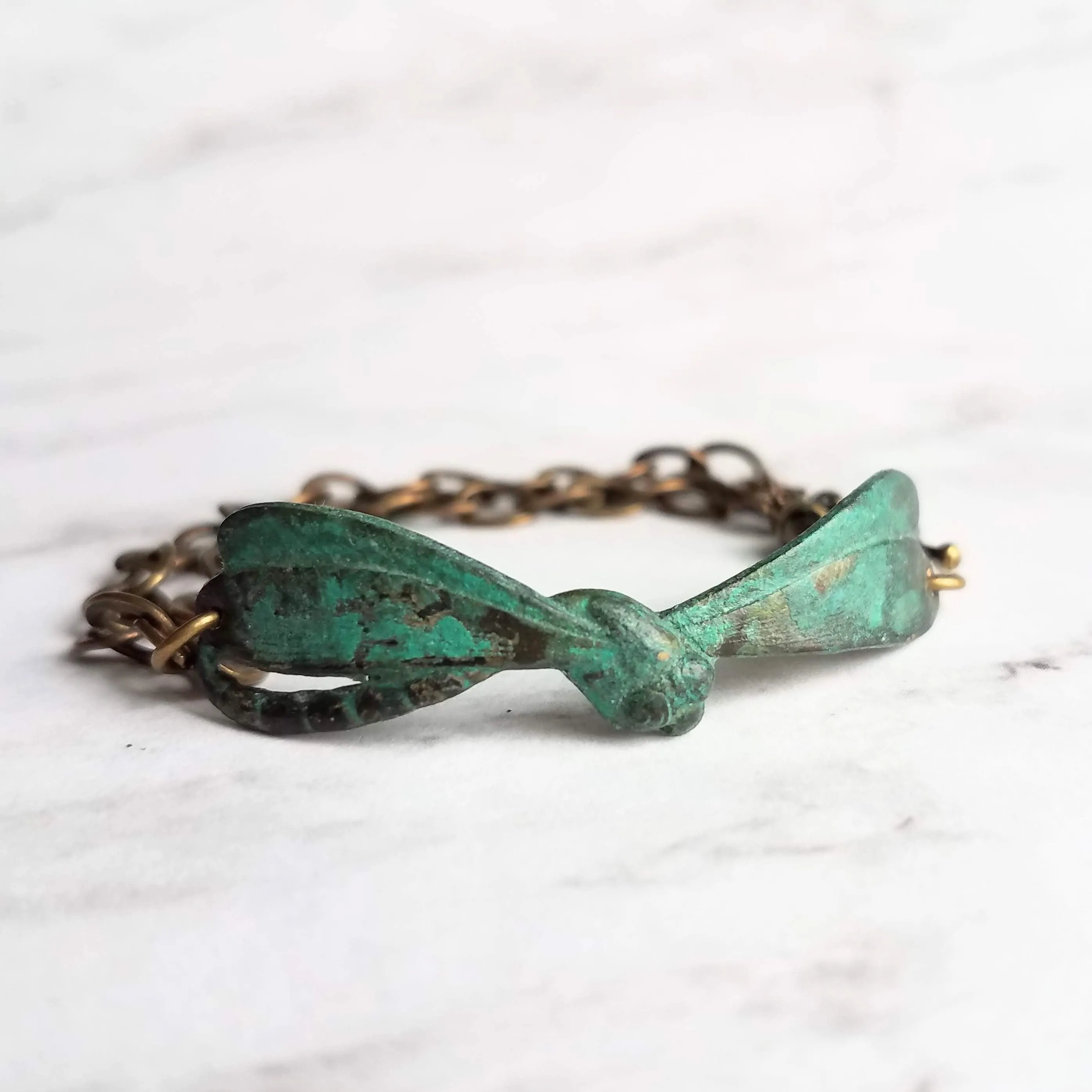 Dragonfly Bracelet, symbolic bracelet, change bracelet, bug bracelet, patina bracelet, insect bracelet, rustic dragonfly bracelet, boho