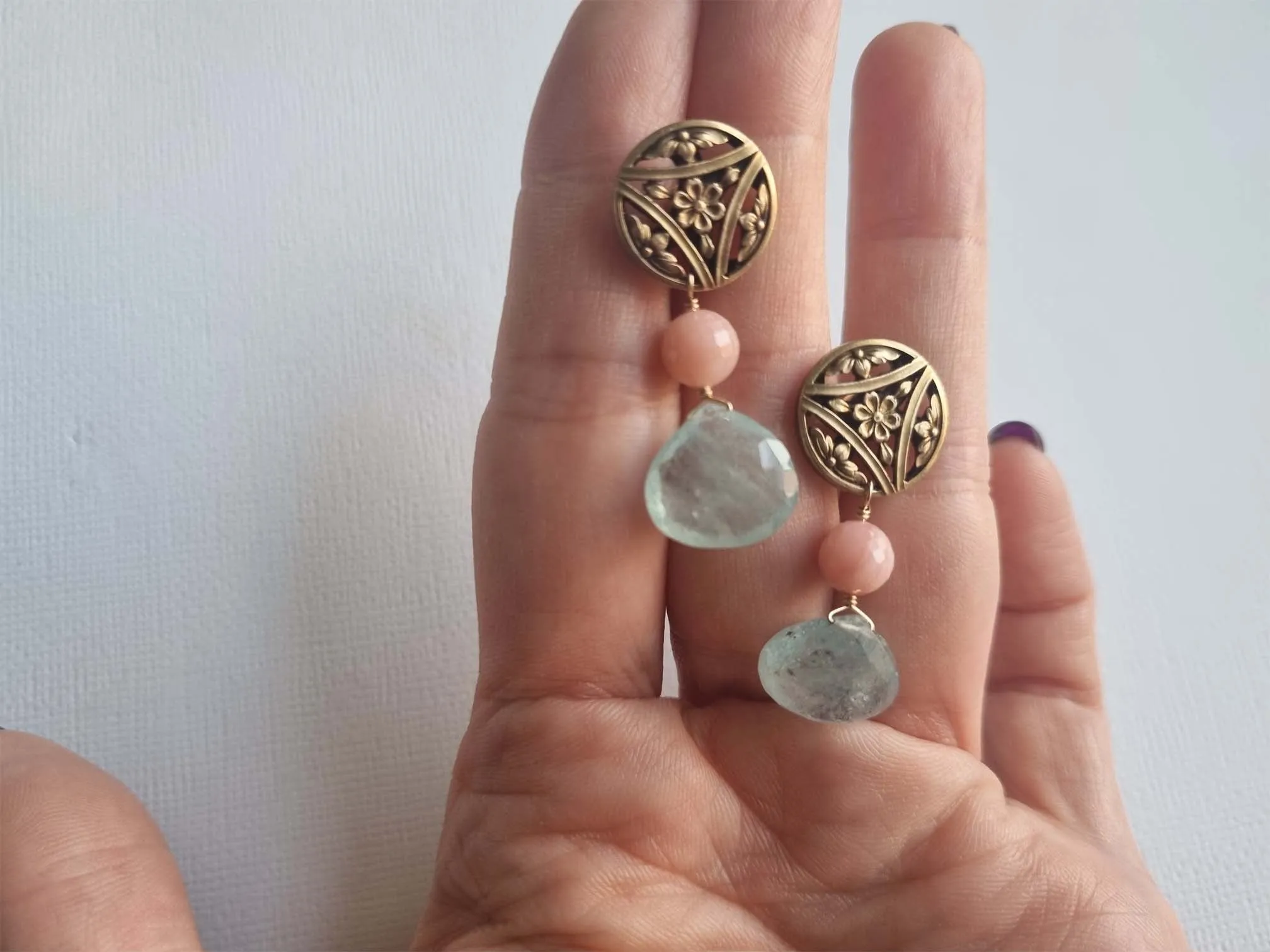 dusk sky | Antique French FIX cufflink aquamarine earrings