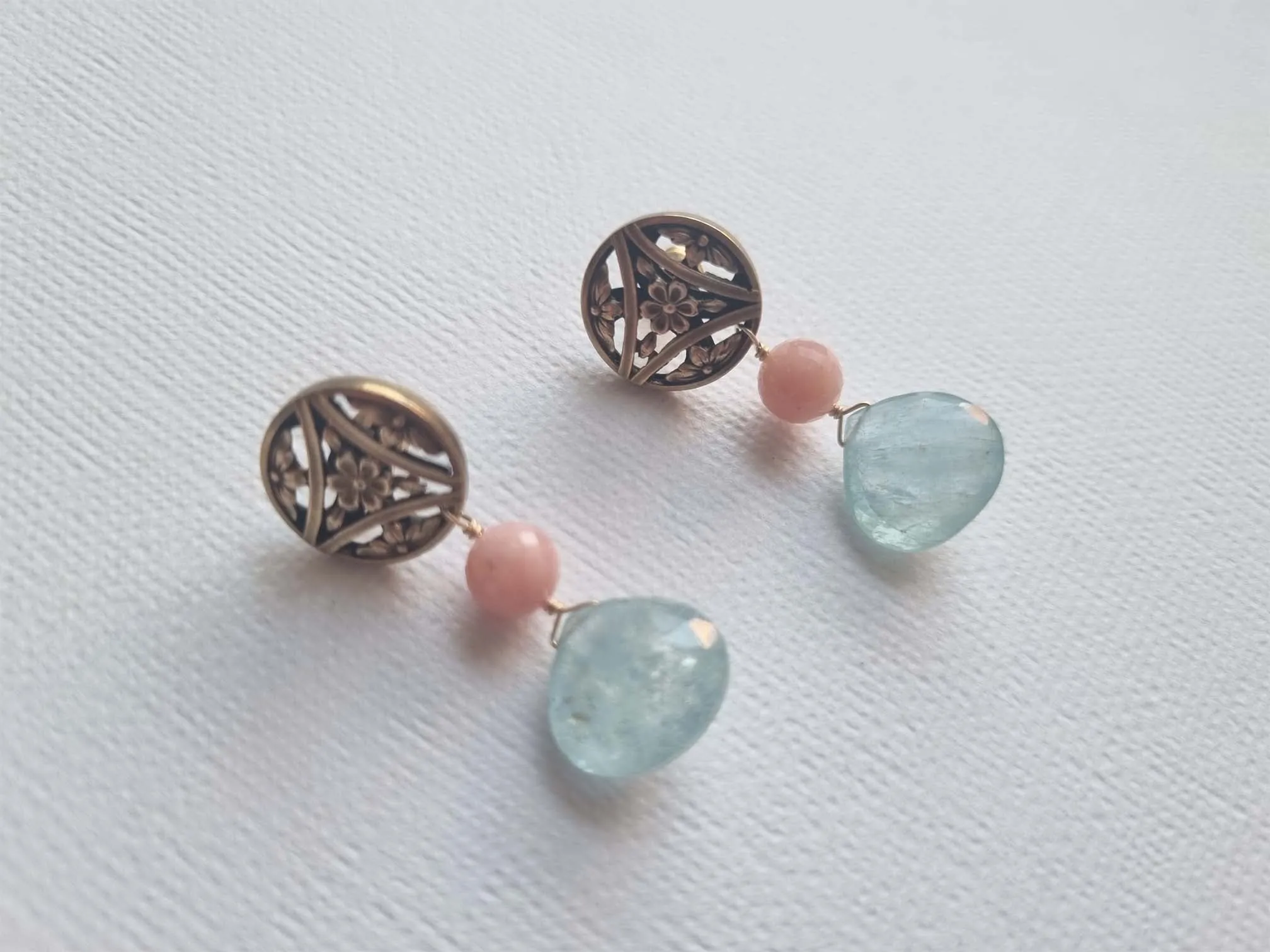 dusk sky | Antique French FIX cufflink aquamarine earrings