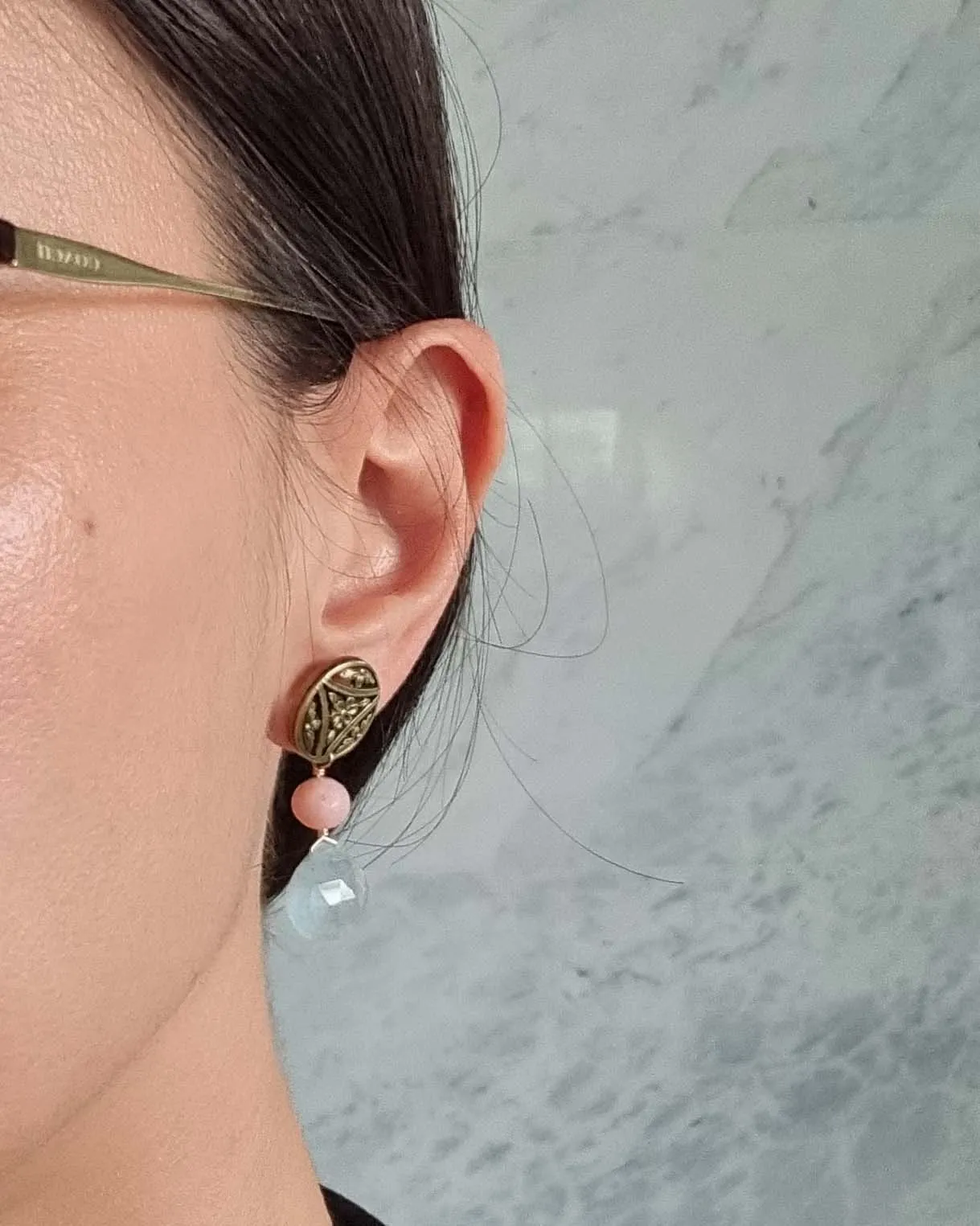 dusk sky | Antique French FIX cufflink aquamarine earrings