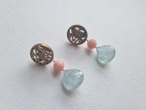 dusk sky | Antique French FIX cufflink aquamarine earrings
