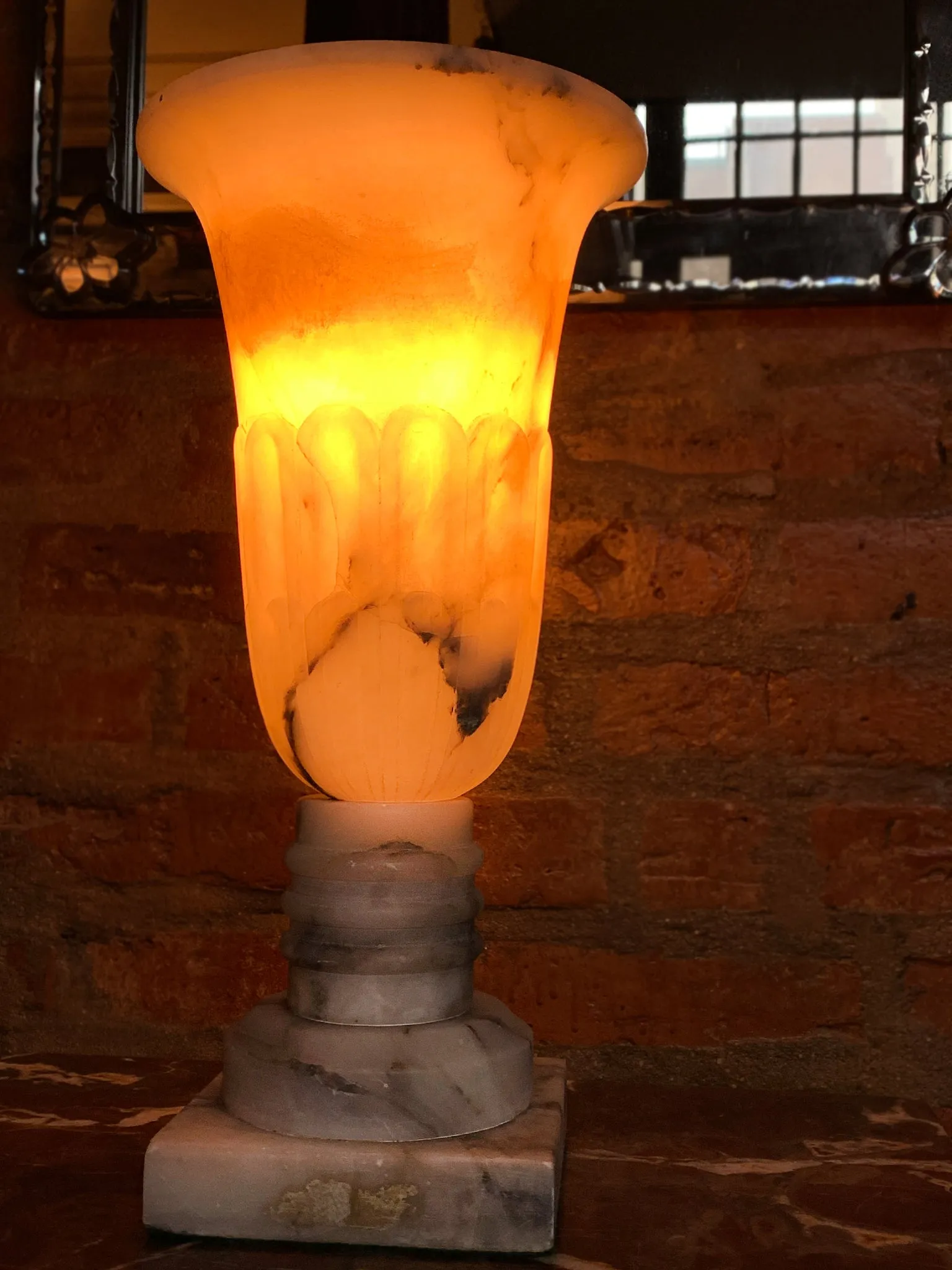 Early 20th Century Neoclassical Style Alabaster Urn Lamps - a Pair