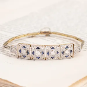 Edwardian Diamond & Sapphire Frame Bracelet