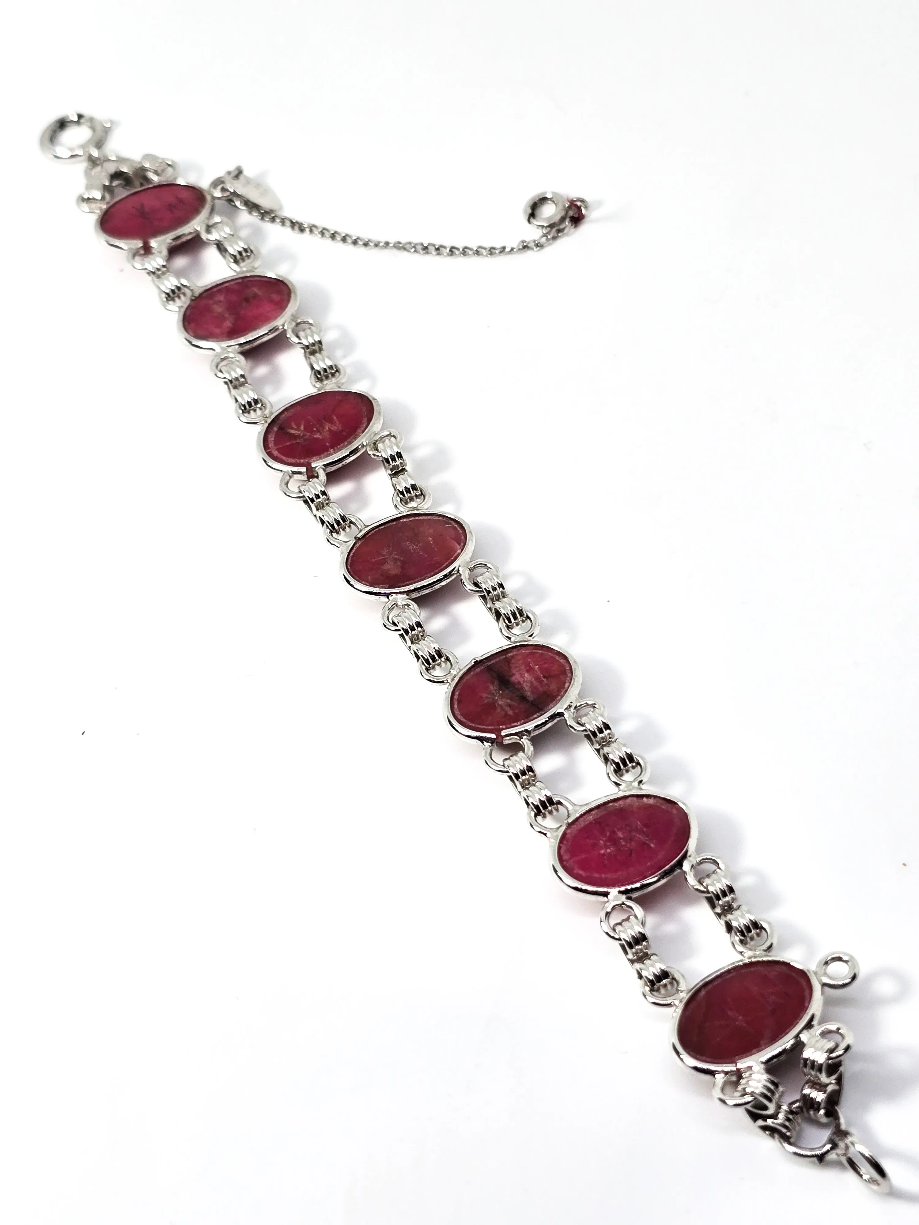 Egyptian Revival Scarab Rhodonite pink gemstone Burt Cassell 12k gold vintage bracelet