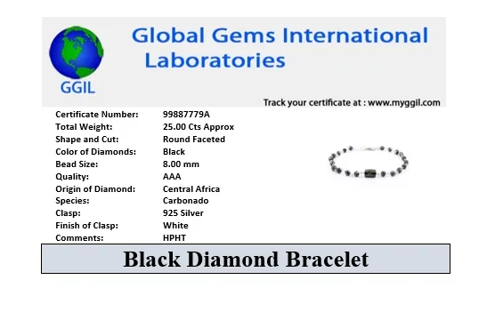 Elegant 4 mm Black Diamond Chain Bracelet, 100% Certified! Great Shine & Amazing Collection