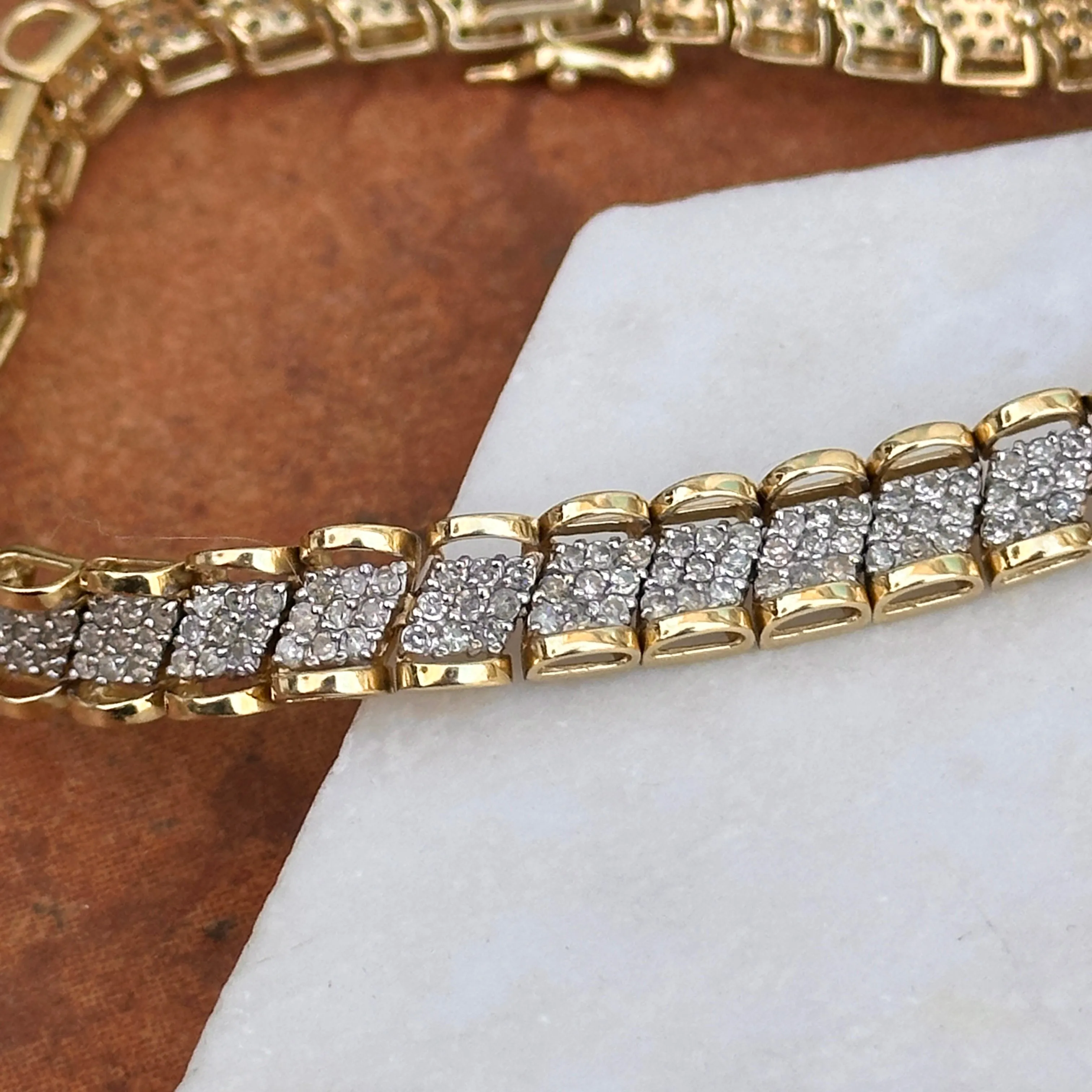 Estate 14KT Yellow Gold Diamond Mesh Link Bracelet