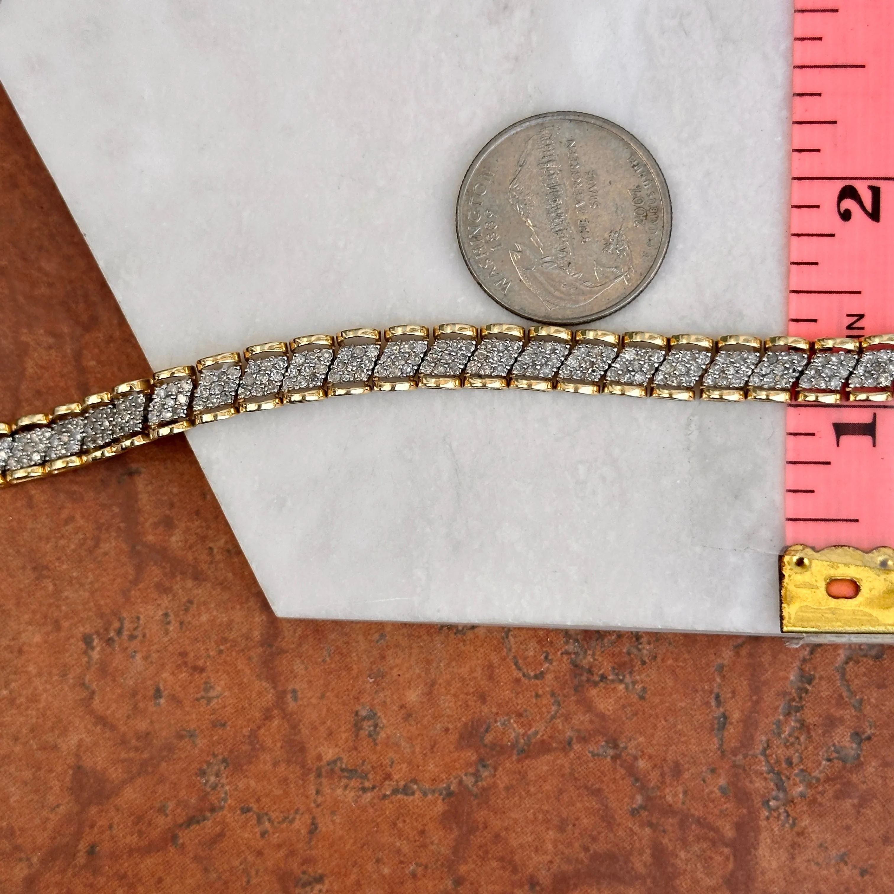 Estate 14KT Yellow Gold Diamond Mesh Link Bracelet