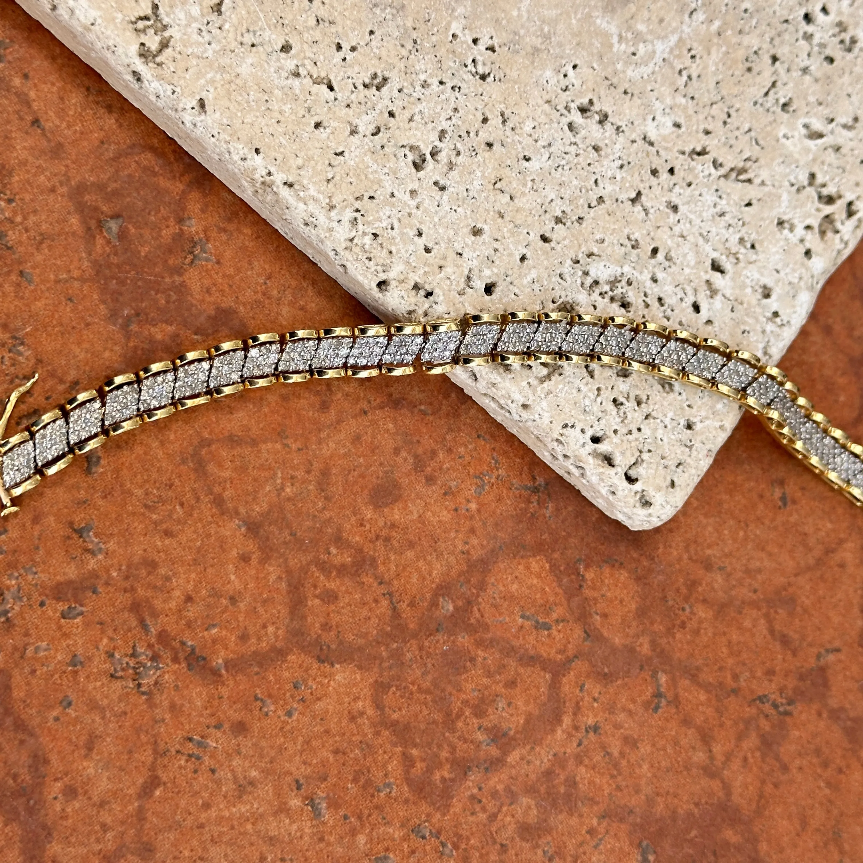 Estate 14KT Yellow Gold Diamond Mesh Link Bracelet