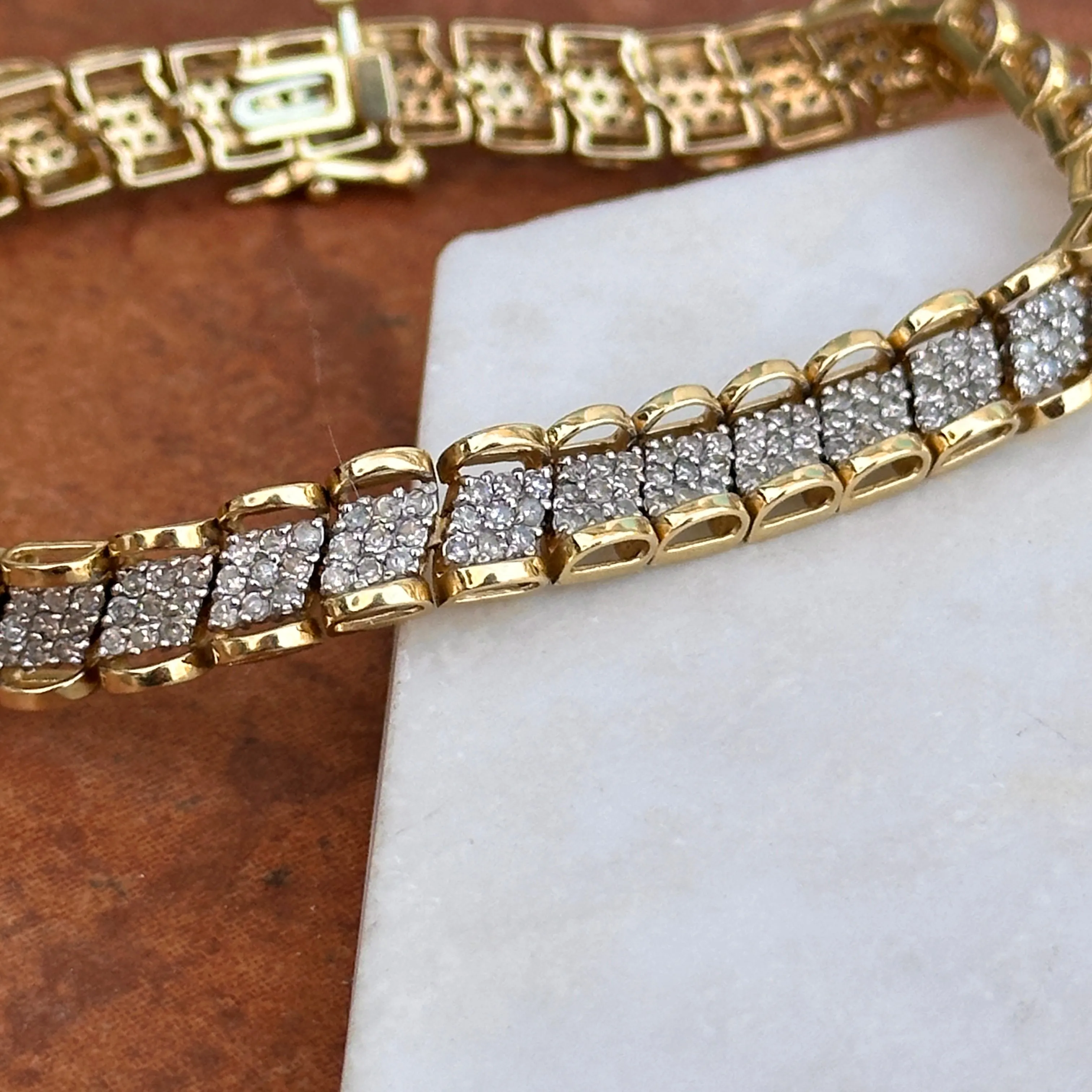 Estate 14KT Yellow Gold Diamond Mesh Link Bracelet