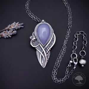 Expressions - Fine Silver Pendant With Blue Chalcedony