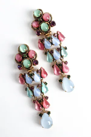 Floral Glass Stone Chandelier Earrings
