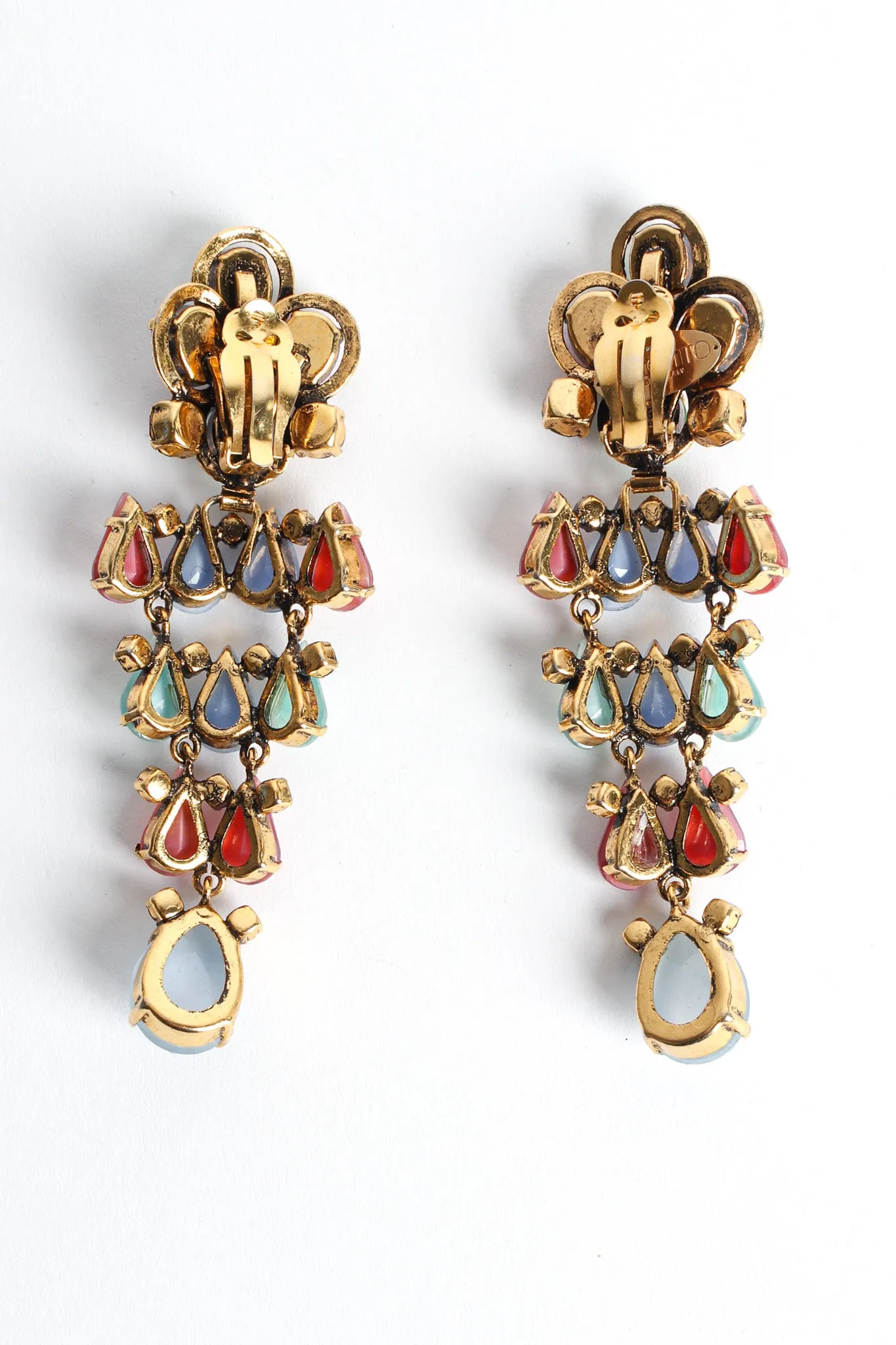 Floral Glass Stone Chandelier Earrings