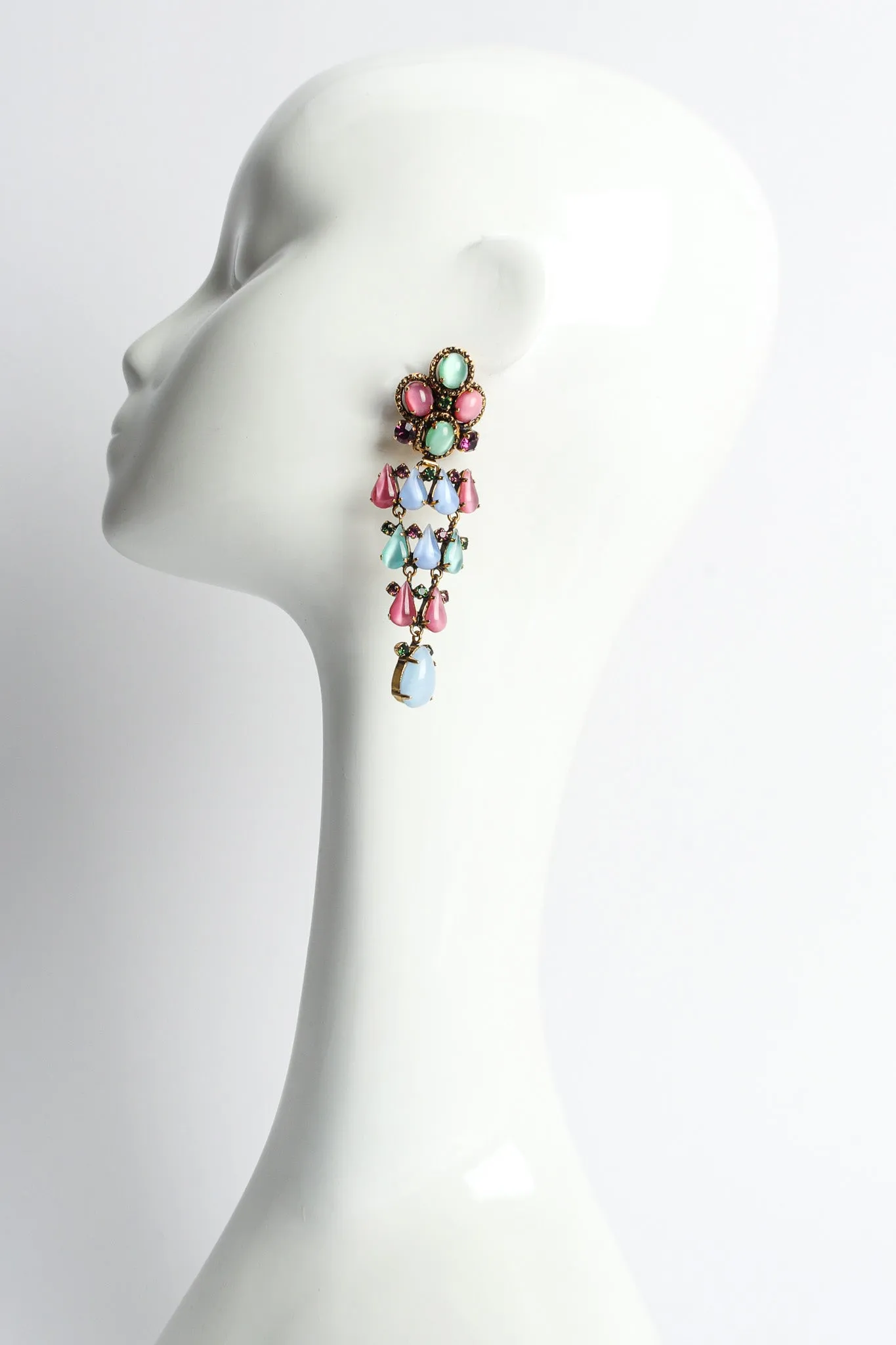 Floral Glass Stone Chandelier Earrings
