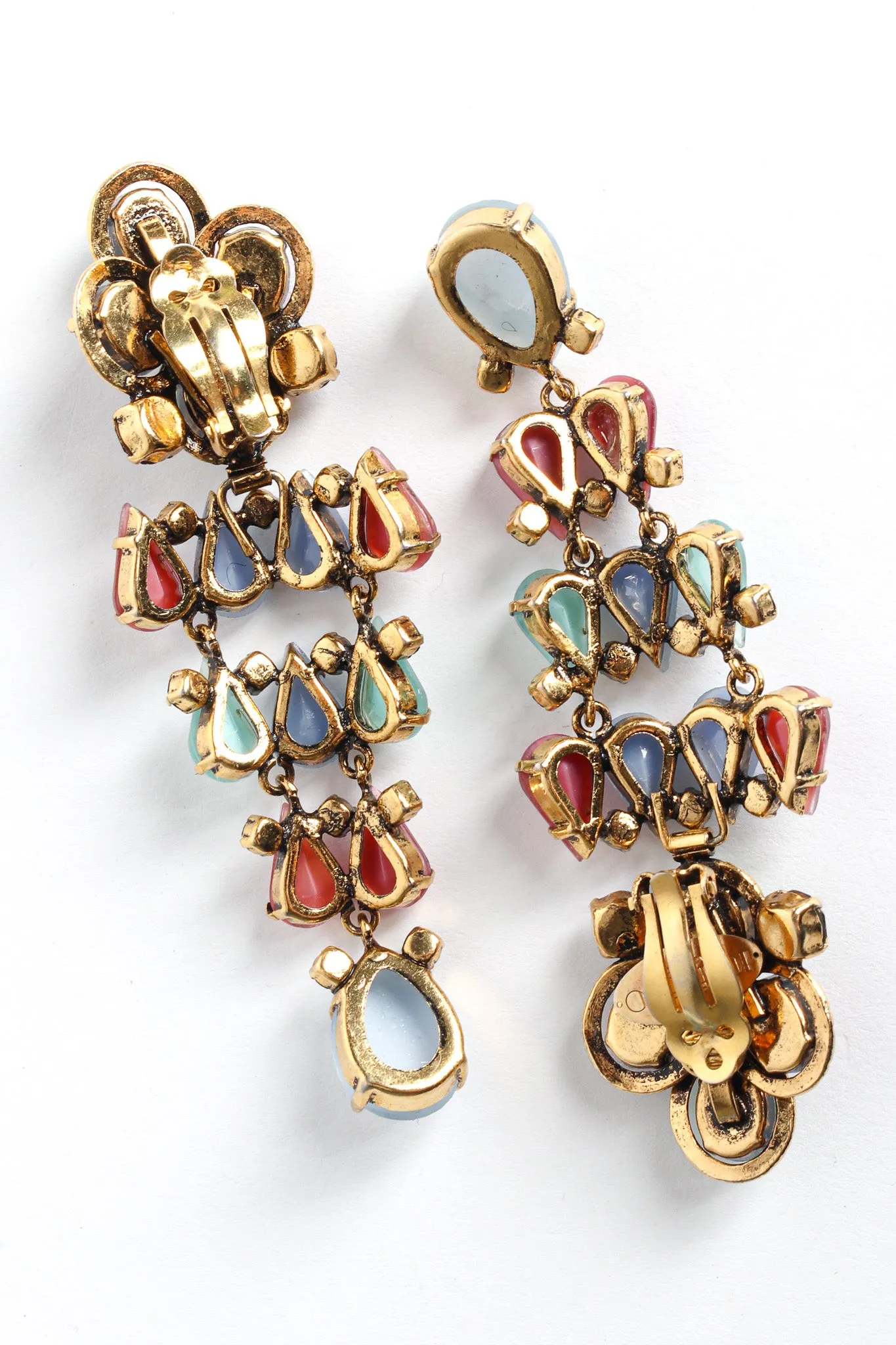Floral Glass Stone Chandelier Earrings