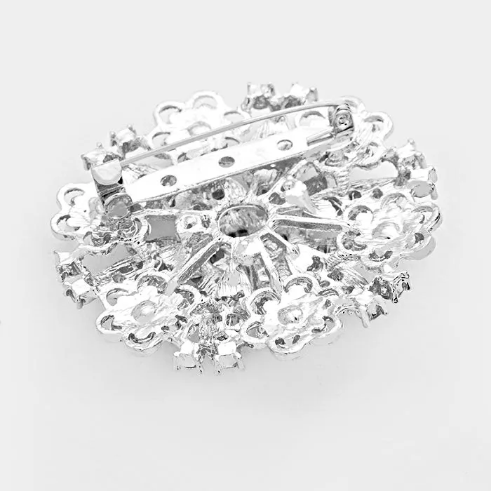 Flower Bouquet Green Crystal Pin Brooch
