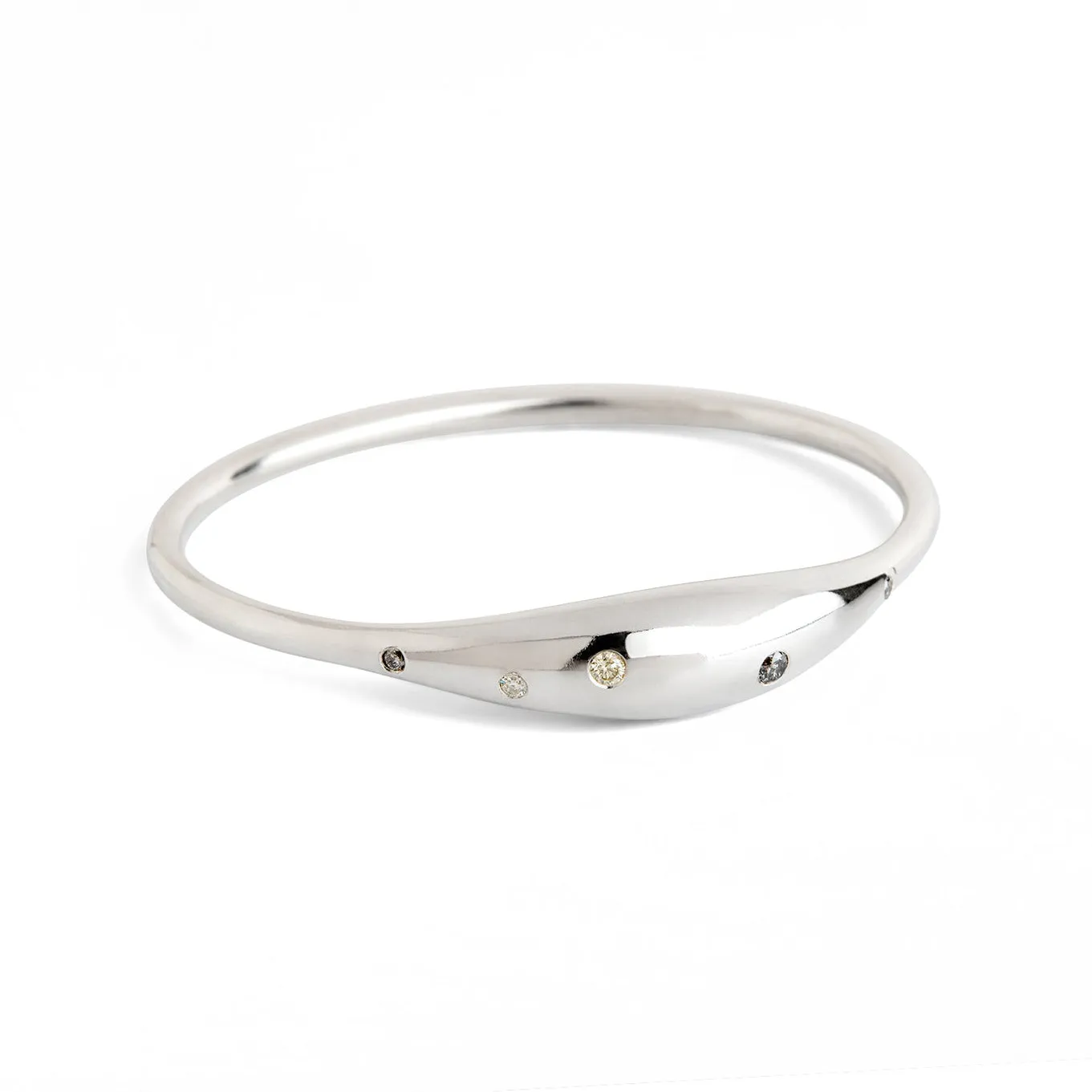 Flower Bud Silver Bracelet With Diamonds