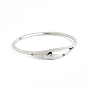 Flower Bud Silver Bracelet With Diamonds