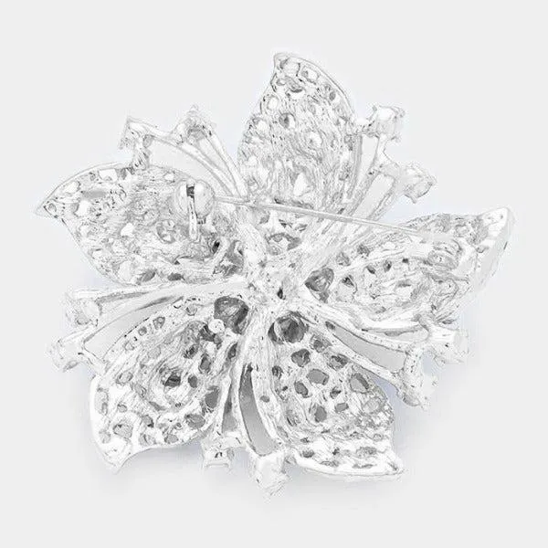 Flower Emerald Green Crystal Pin Brooch