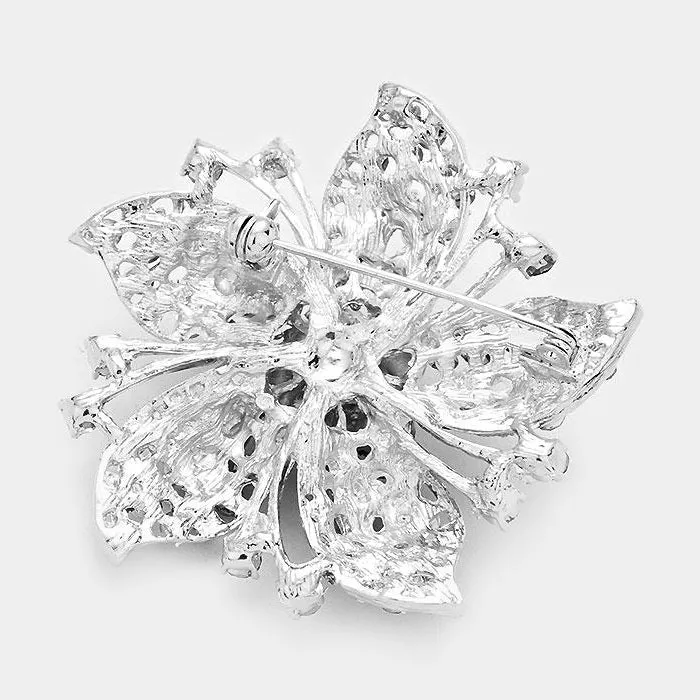 Flower Green Crystal Pin Brooch
